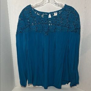 Old Navy Blue Embellished Pleated Blouse